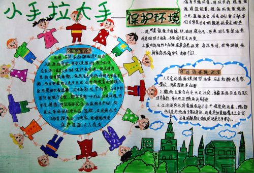 一等奖《小手拉大手 保护环境》作者：吕思宇，阿尔山市五岔沟学校五年一班